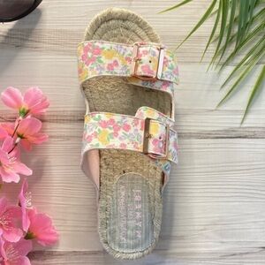 Loveshack Fancy x Manebi floral sandals